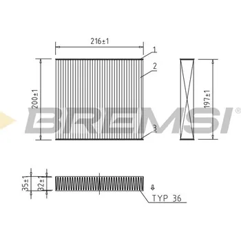Kabinový filtr Filtr vzduchu v interiéru BREMSI FC2572