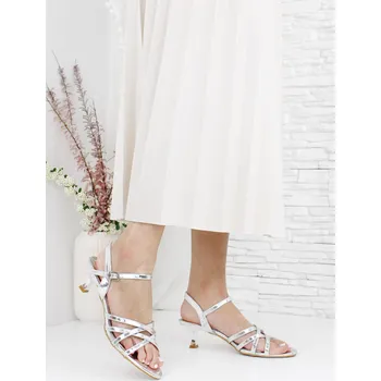 Dámské sandále Listar Stříbrné sandály na podpatku 6632-2SI Velikost: 37