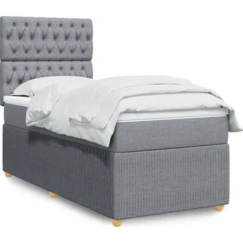 Postel vidaXL Box spring postel s matrací 90x200 cm textil [3291948] Barva: světle šedá