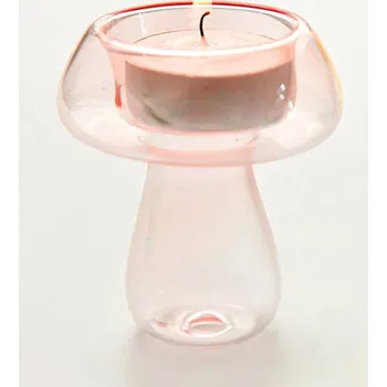 Svícen Skleněný svícen ve tvaru houby na svatbu | svícen skleněný, dekorace stolu - C