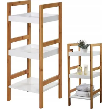 Koupelnový nábytek Regál do KOUPELNY bambusový, police na kosmetiku