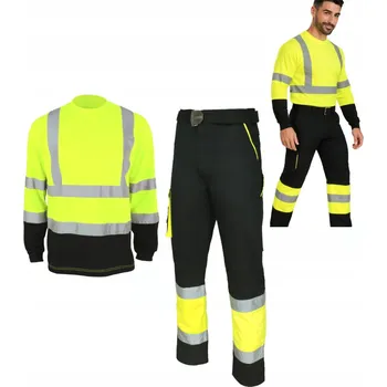 Pracovní obuv PRACOVNÍ OCHRANNÉ KALHOTY sada KOMPLET oblečení BOZP tričko S REFLEXNÍMI PRVKY XXL