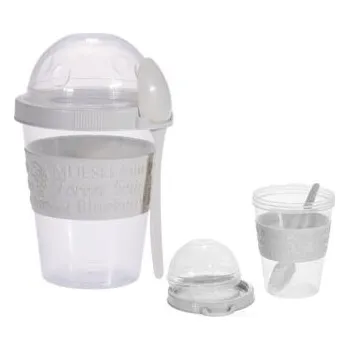 Láhev H&L Kelímek JOGO na jogurt se lžičkou, šedý