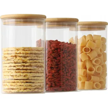 Dóza na potraviny Skleněná dóza porcello BAMBOO 1000 ml průhledná na sypké potraviny