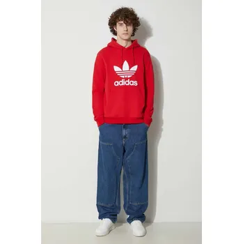 Pánská mikina Bavlněná mikina adidas Originals Classics Trefoil Hoodie IM4497 červená 33X, vel. XL