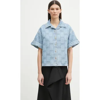 Dámská košile Džínová košile Kenzo dámská, modrá barva, relaxed, s klasickým límcem, FF52DC2496J4.DB, S, 55X