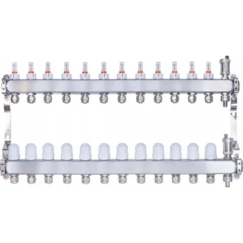 rozdělovač topení Rozdělovač pro podlahové topení z nerezové oceli, 12 okruhů, sekce ocel INOX