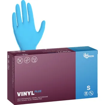 Pracovní rukavice ESPEON Vinylové rukavice VINYL PLUS 100 ks, nepudrované, modré, 5.0 g Velikost: S
