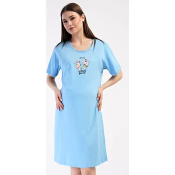Dámské noční prádlo Vienetta Dámská noční košile mateřská Sweet: modrá 2XL