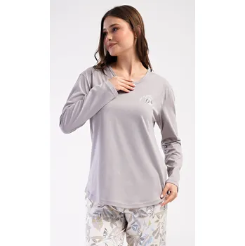 Dámské pyžamo Vienetta Dámské pyžamo dlouhé Alex: šedá 3XL