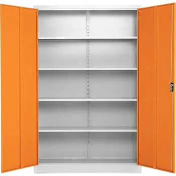 Zahradní skříň Univerzální kovová skříň 120 x 40 x 185 cm, cylindrický zámek, oranžová - ral 2004