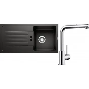 Granitový dřez Set RS Blanco Favum 45 S + Blanco Mila-S (černá + chrom)