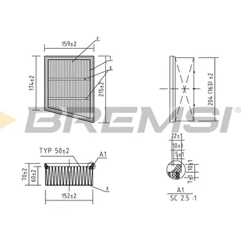 Vzduchový filtr Vzduchový filtr BREMSI FA0556