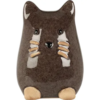 H&L Dekorativní figurka kočka Misu – porcelán, 13 cm, šedá