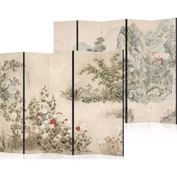 Paraván Paraván Fabulo 5-dílný - Květinová zahrada / Turistická stezka 172 x 225 cm | odlišný design na jednotlivých stranách