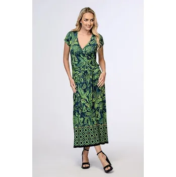 Dámské šaty Delší zeleno petrolejové dámské šaty s krátkým rukávem 7227 velikost S