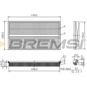 Vzduchový filtr Vzduchový filtr BREMSI FA1245