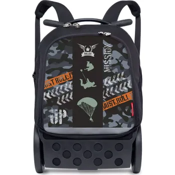 Školní batoh Školní a cestovní batoh na kolečkách Nikidom Roller UP XL Camo (27 l), Černý