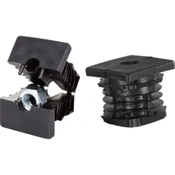 Stavební profil Plastová čtvercová zátka dělená zesílená 40x40mm s kovovou maticí M8, síla stěny 1.5-2mm
