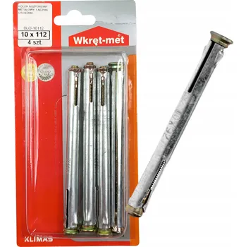 Hmoždinka Kovové spojky pro zárubně 10x112 LO kotva pro okna, dveře KLIMAS 4 ks