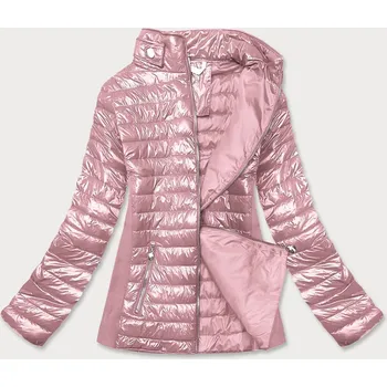 Růžová dámská lesklá bunda (7210-52) odstíny růžové 48
