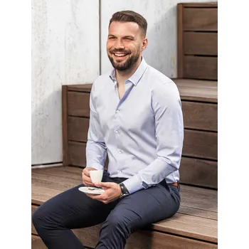 Pánská košile FERATT Pánská košile PABLO SLIM vzor modrá Velikost: S