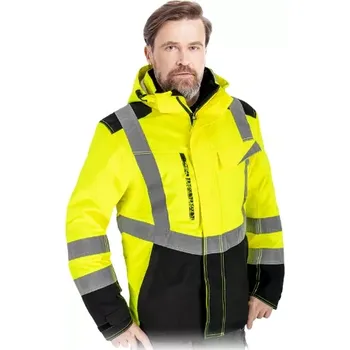 pracovní bunda Leber&Hollman RAUTEX WJ zateplená bunda Rip-Stop HI-VIS Black/Yellov