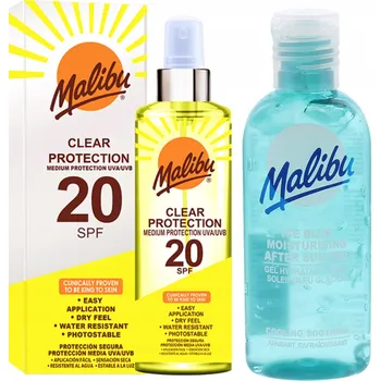 Opalování Malibu SPF20 Průhledný opalovací Průhledný + Gel po opalování 100ml