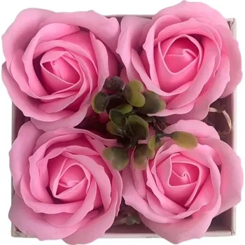 Mýdlo Ostatní Dekorace Mýdlové květy růží 4ks Růžová světlá box