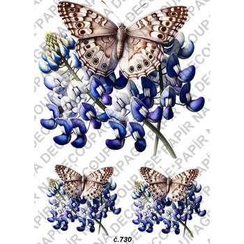 Umělecký papír Rýžový a soft papír na decoupage - Motýli - KB0730 Materiál: Rýžový papír, Rozměr: A4