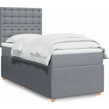 Postel vidaXL Box spring postel s matrací 100 x 200 cm textil [3294281] Barva: světle šedá
