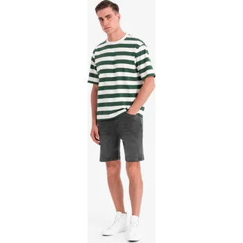 Pánské kraťasy Pánské šortky s elastickým pasem a pracím efektem - šedé V3 OM-SRDS-0192 - XL