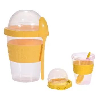 Láhev H&L Kelímek JOGO na jogurt se lžičkou, žlutý