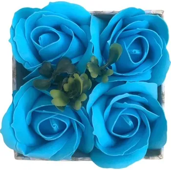 Mýdlo Ostatní Dekorace Mýdlové květy růží 4ks Středně modrá box