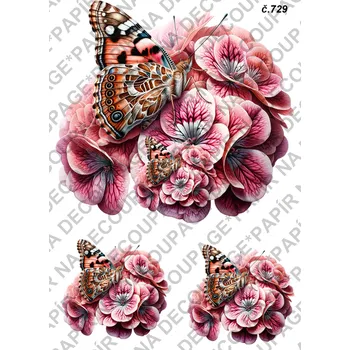 Umělecký papír Rýžový a soft papír na decoupage - Motýli - KB0729 Materiál: Soft, Rozměr: A4
