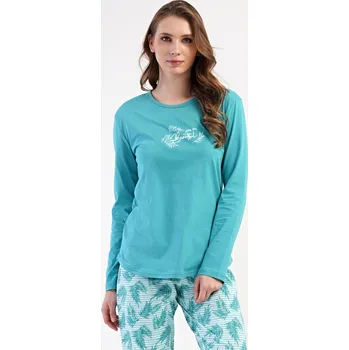 Dámské noční prádlo Vienetta Dámské pyžamo dlouhé Denisa: mátová XL