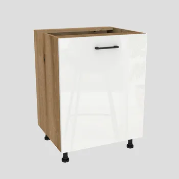 Kuchyňská skříňka Spodní kuchyňská skříňka 50 CAPRI korpus Dub Evoke, dvířka Bílý Akryl Lesk