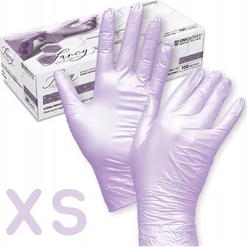 Vyšetřovací rukavice PERLEŤOVÉ NITRILOVÉ RUKAVICE UNIGLOVES FIALOVÉ XS 100KS