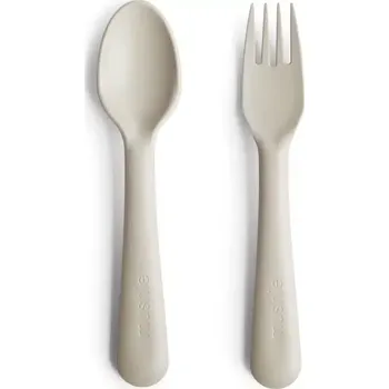 dětská jídelní sada MUSHIE vidlička a lžička Ivory