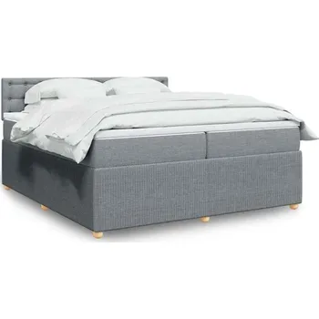Postel vidaXL Box spring postel s matrací 200x200 cm textil [3287579] Barva: světle šedá