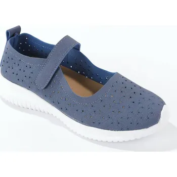 Pružné ažurové polobotky modrá džínová 39