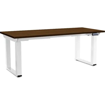 Psací stůl Výškově nastavitelný stůl OfficeTech Strong 180 x 80 cm, bílá podnož, ořech