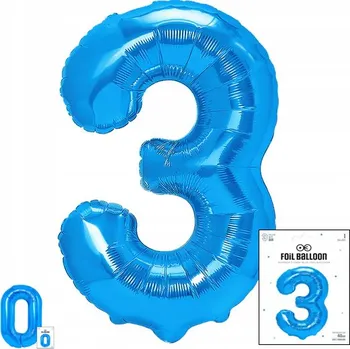Balónek Fóliový balónek číslice 3 modrý na narozeninovou oslavu 40 cm