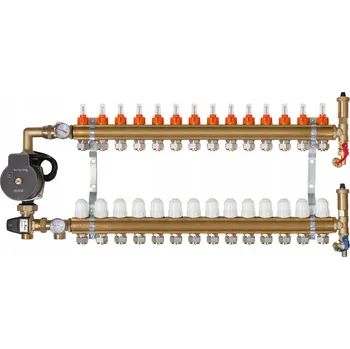 rozdělovač topení Rozdělovač s čerpadlovou skupinou pro podlahové topení, 14 okruhů