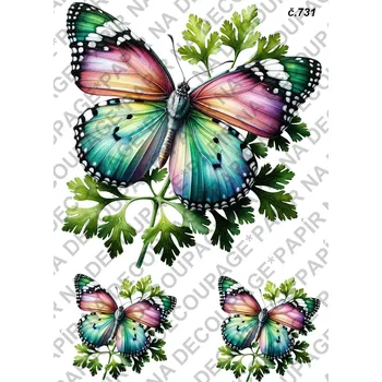 Umělecký papír Rýžový a soft papír na decoupage - Motýli - KB0731 Materiál: Soft, Rozměr: A4