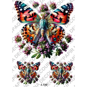 Umělecký papír Rýžový a soft papír na decoupage - Motýli - KB0733 Materiál: Soft, Rozměr: A4