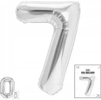 Balónek FÓLIOVÝ BALÓN ČÍSLO 7 STŘÍBRNÝ NA OSLAVU NAROZENIN 40 cm
