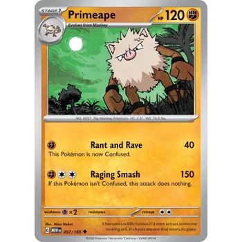Sběratelská karetní hra Primeape MEW 057/165 - reverse holo