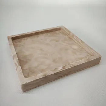 Váza LUKA Odkládací tácek mramorový vzhled - čtverec Barva: imitace mramor starorůžová