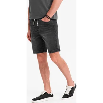 Pánské kraťasy Pánské šortky s elastickým pasem a pracím efektem - černé V4 OM-SRDS-0192 - M